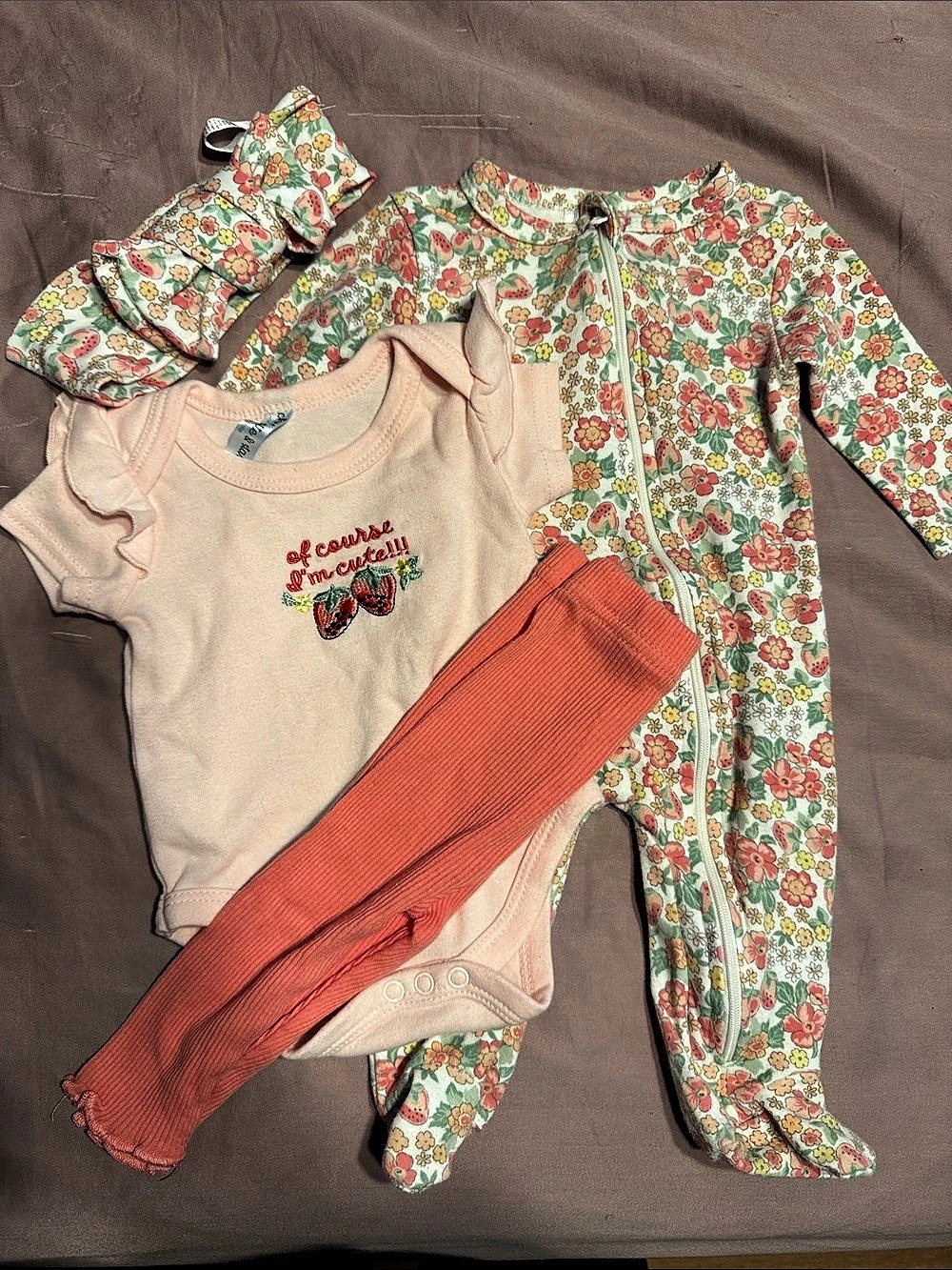 Charlotte & Star Baby Floral Outfit Set 0-3M Like New